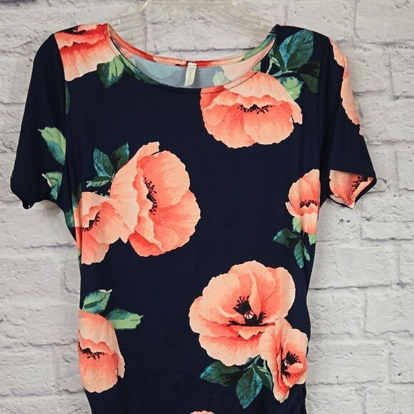 PINKBLUSH Maternity Poppy Floral Fitted Bodycon Midi Dress Jersey Knit Stretchy - Picture 6 of 10